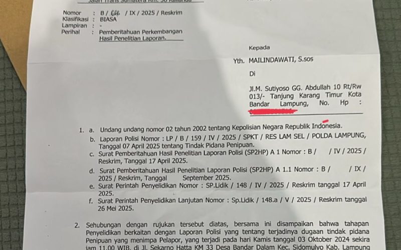 Janji Pengembalian Uang Gagal, Kasus Penipuan Bisnis Mailindawati Berlanjut ke Gelar Perkara