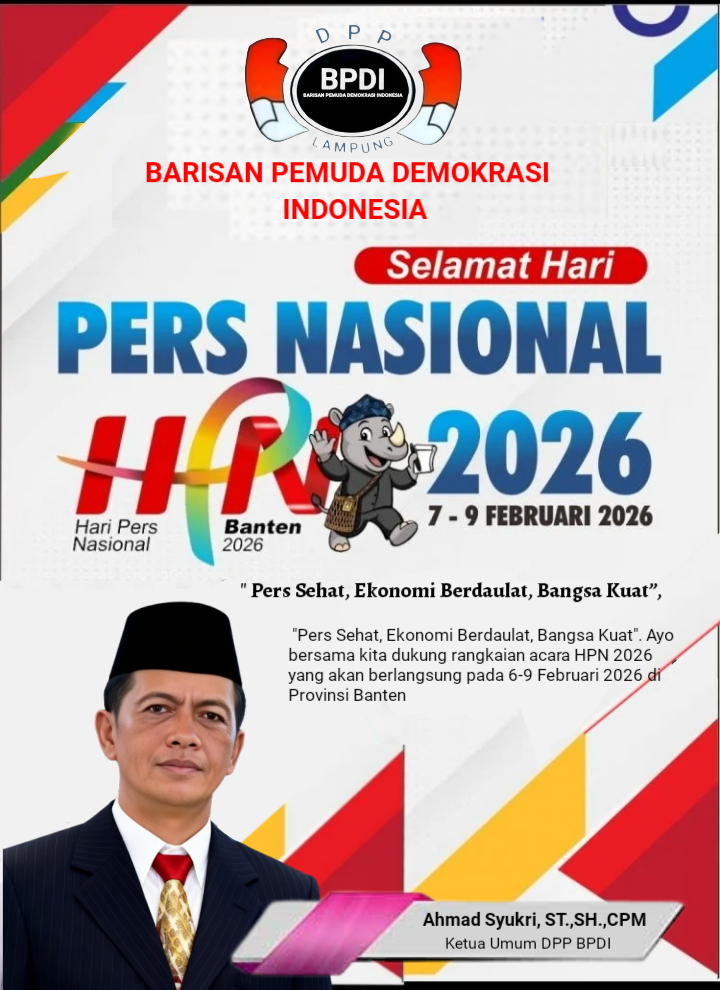 Ketum DPP BPDI Ucapkan Selamat HPN 2026, Tekankan Peran Pers dan Pemuda Jaga Demokrasi
